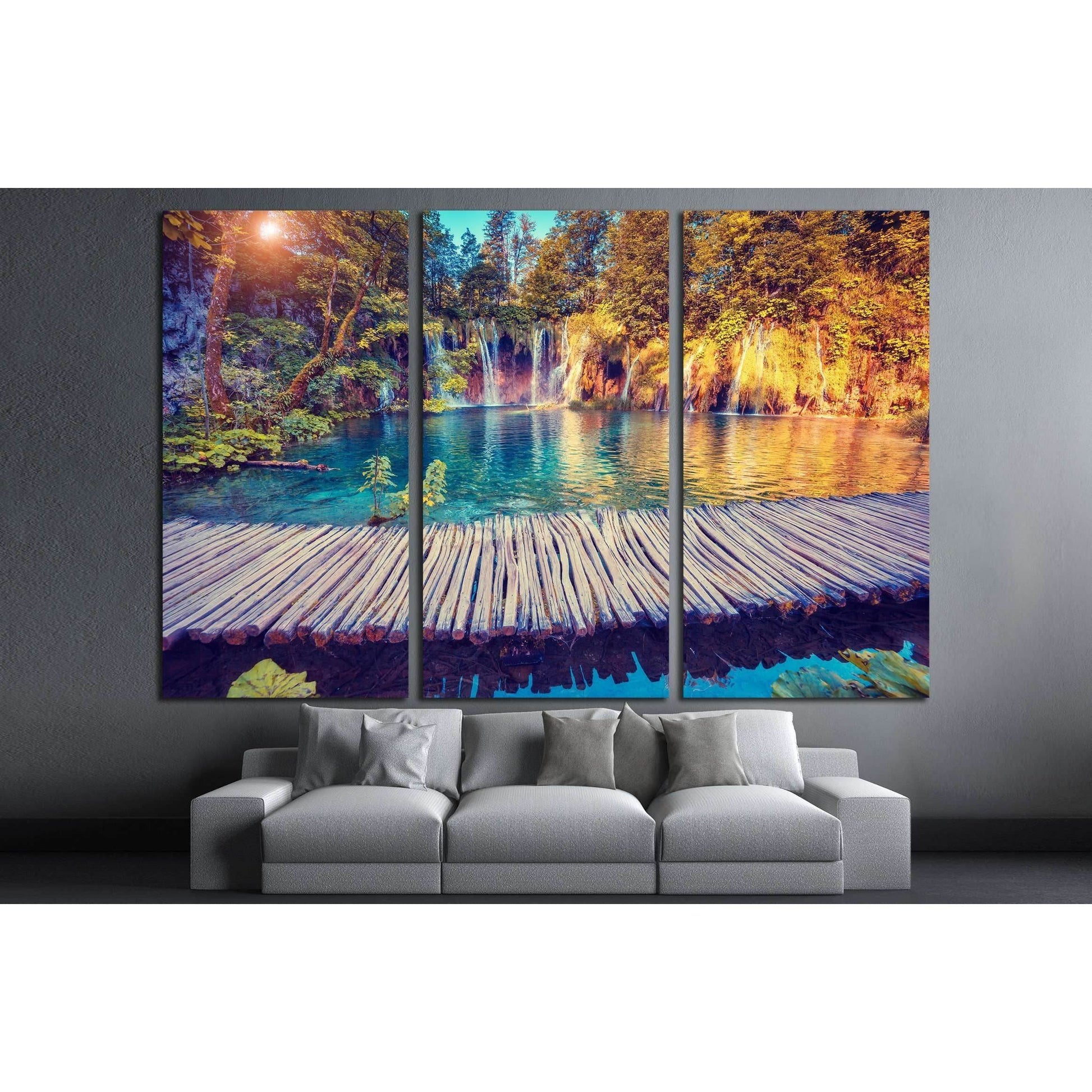 Majestic view canvas print, sunny beams wall art, Plitvice Lakes National Park Ready to Hang Canvas Print №3078Canvas art arrives ready to hang, with hanging accessories included and no additional framing required. Every canvas print is hand-crafted, made