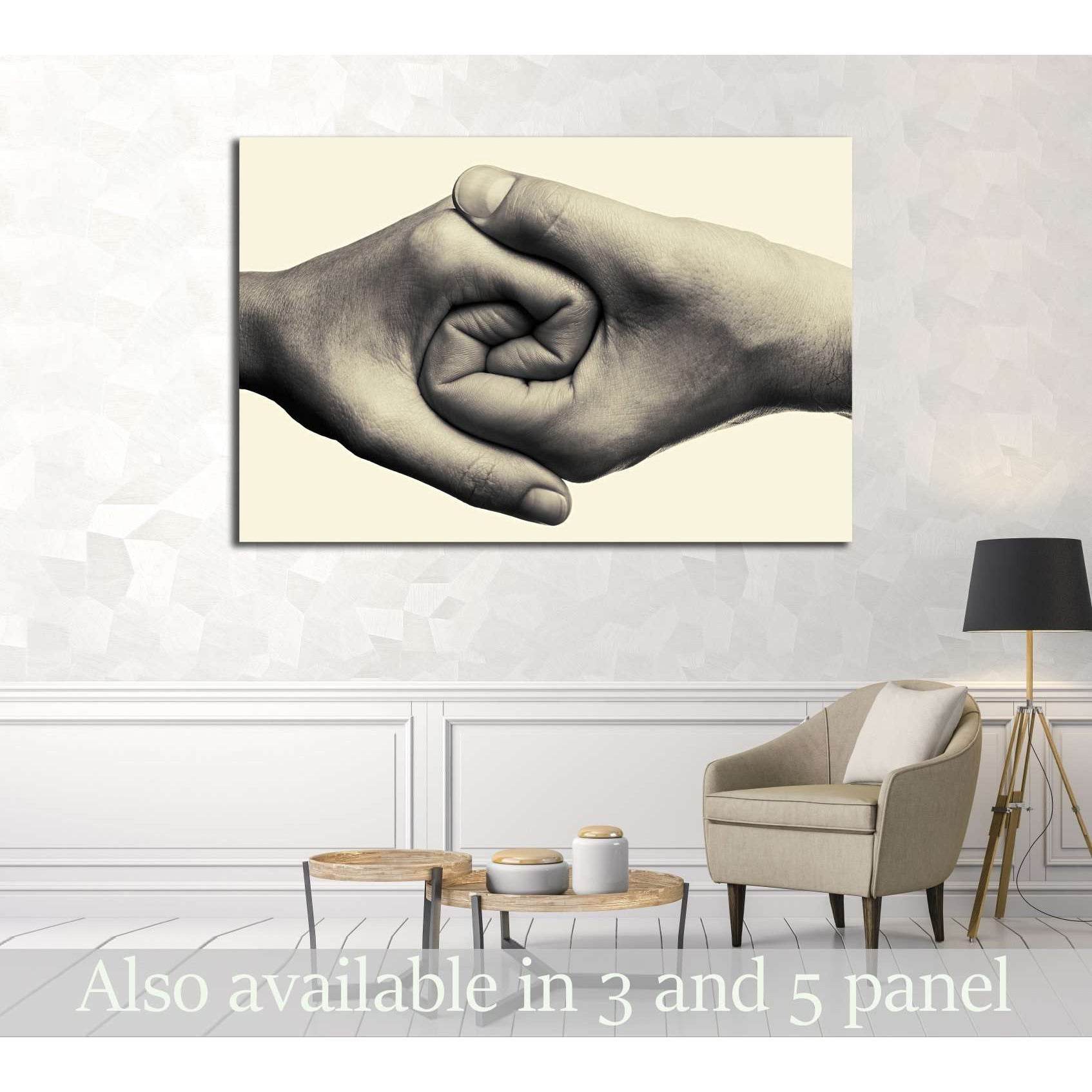Male and female hands connected with each other together and forever. №2781 Ready to Hang Canvas Print
