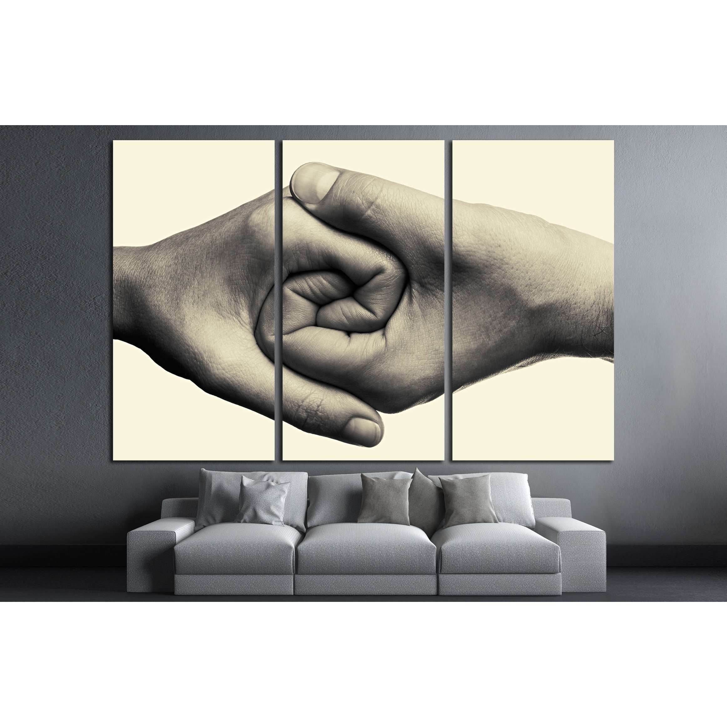 Male and female hands connected with each other together and forever. №2781 Ready to Hang Canvas Print