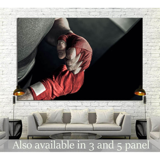 male hand of boxer with red boxing bandages №1384 Ready to Hang Canvas PrintCanvas art arrives ready to hang, with hanging accessories included and no additional framing required. Every canvas print is hand-crafted, made on-demand at our workshop and expe