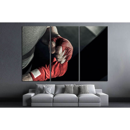 male hand of boxer with red boxing bandages №1384 Ready to Hang Canvas PrintCanvas art arrives ready to hang, with hanging accessories included and no additional framing required. Every canvas print is hand-crafted, made on-demand at our workshop and expe