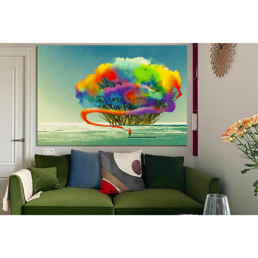 Man Draws Colored Smoke №SL1262 Ready to Hang Canvas Print - Zellart Canvas Prints 0new, ALL_Products, Fantasy And Sci Fi Wall Art