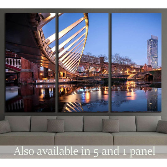 Manchester, North West England, River Irwell, Quay Street, Deansgate and the Chester Road №2051 Ready to Hang Canvas Print - Zellart Canvas Prints ALL_Products, s-2051