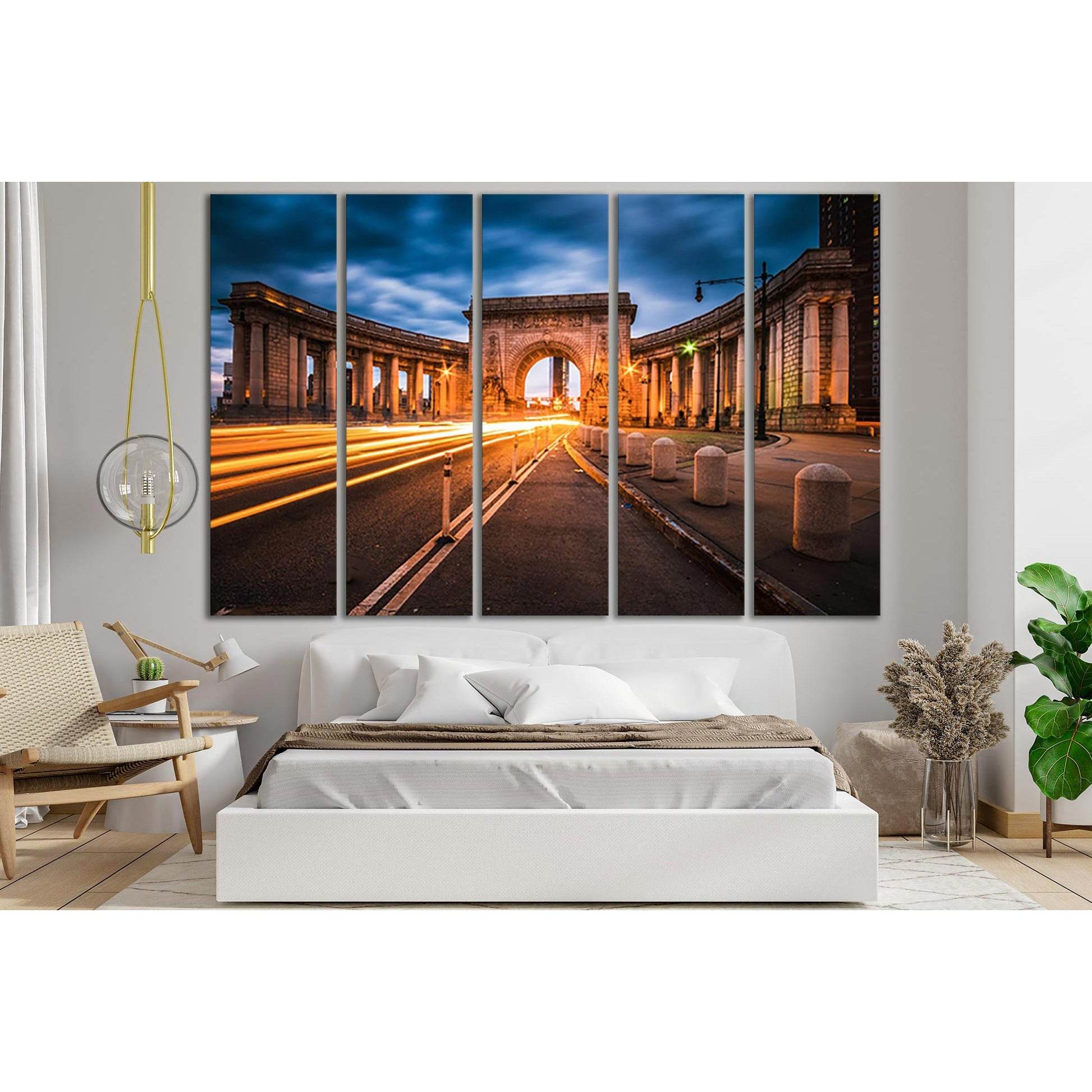 Manhattan Bridge Arch And Colonnade №SL1373 Ready to Hang Canvas Print - Zellart Canvas Prints 0_NY_ART, 0new, ALL_Products, Architecture
