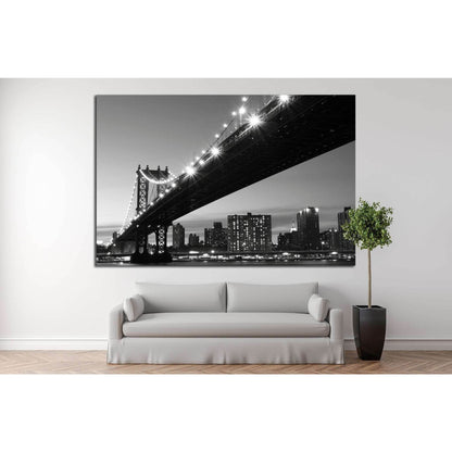 Manhattan Bridge At Nigh №759 Ready to Hang Canvas Print - Zellart Canvas Prints 0_NY_ART, ALL_Products, s-759