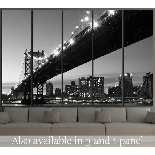 Manhattan Bridge At Nigh №759 Ready to Hang Canvas Print - Zellart Canvas Prints 0_NY_ART, ALL_Products, s-759