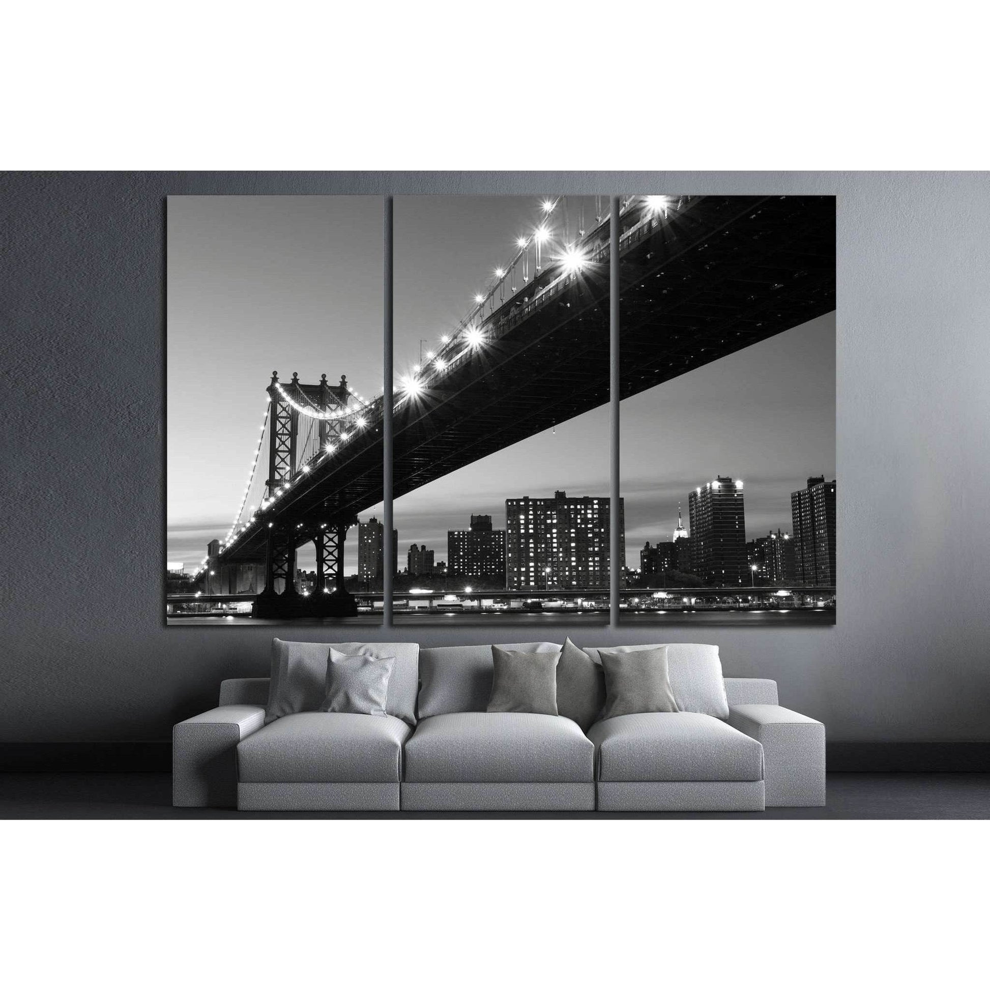 Manhattan Bridge At Nigh №759 Ready to Hang Canvas Print - Zellart Canvas Prints 0_NY_ART, ALL_Products, s-759
