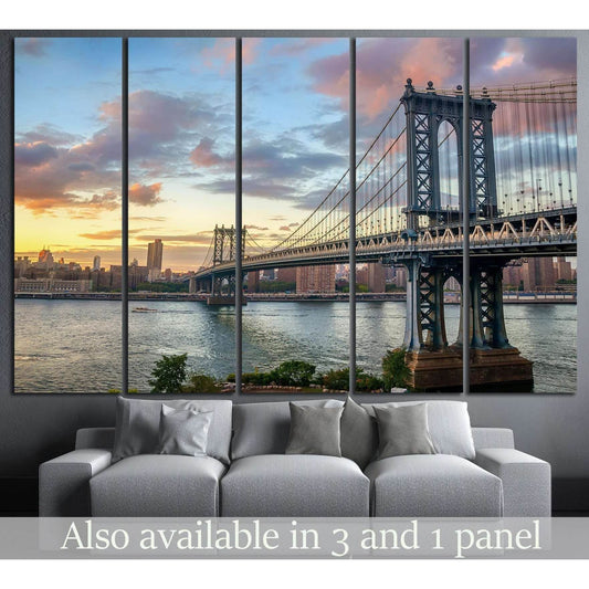 Manhattan Bridge at Sunset №866 Ready to Hang Canvas Print - Zellart Canvas Prints 0_NY_ART, ALL_Products, s-866