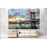 Manhattan Bridge at Sunset №866 Ready to Hang Canvas Print