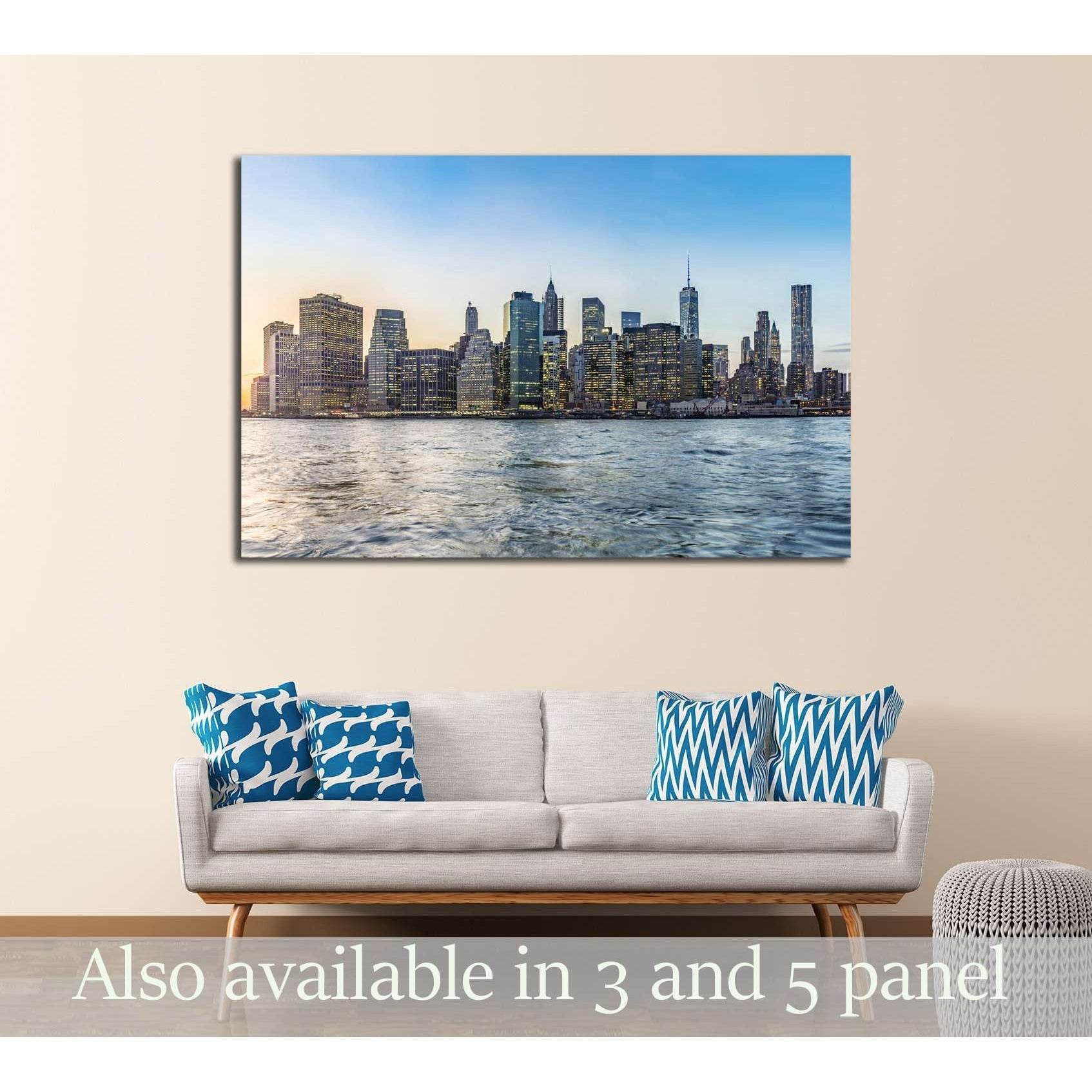 Manhattan Cityscape at sunrise №3012 Ready to Hang Canvas Print - Zellart Canvas Prints 0_NY_ART, ALL_Products, s-3012