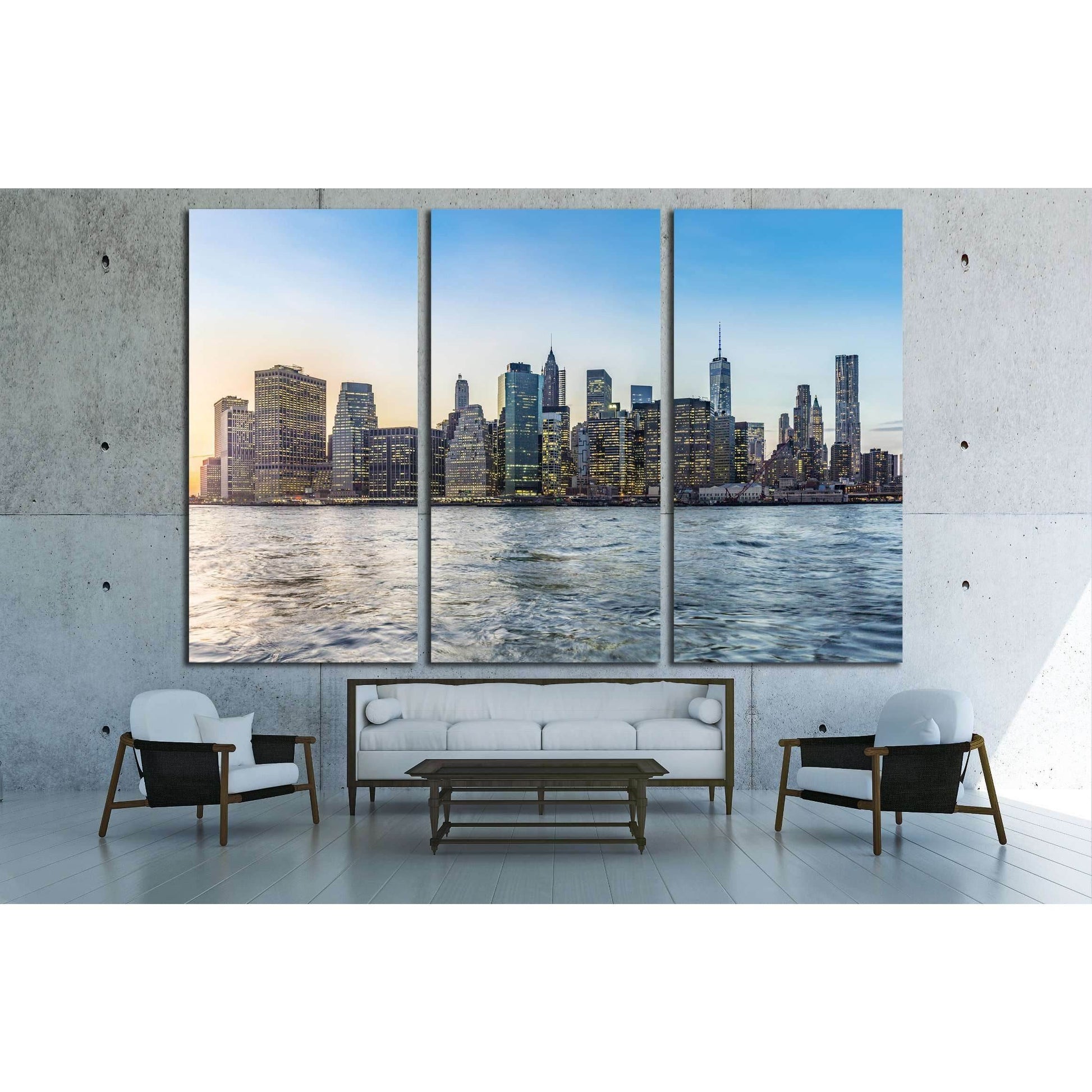 Manhattan Cityscape at sunrise №3012 Ready to Hang Canvas Print - Zellart Canvas Prints 0_NY_ART, ALL_Products, s-3012