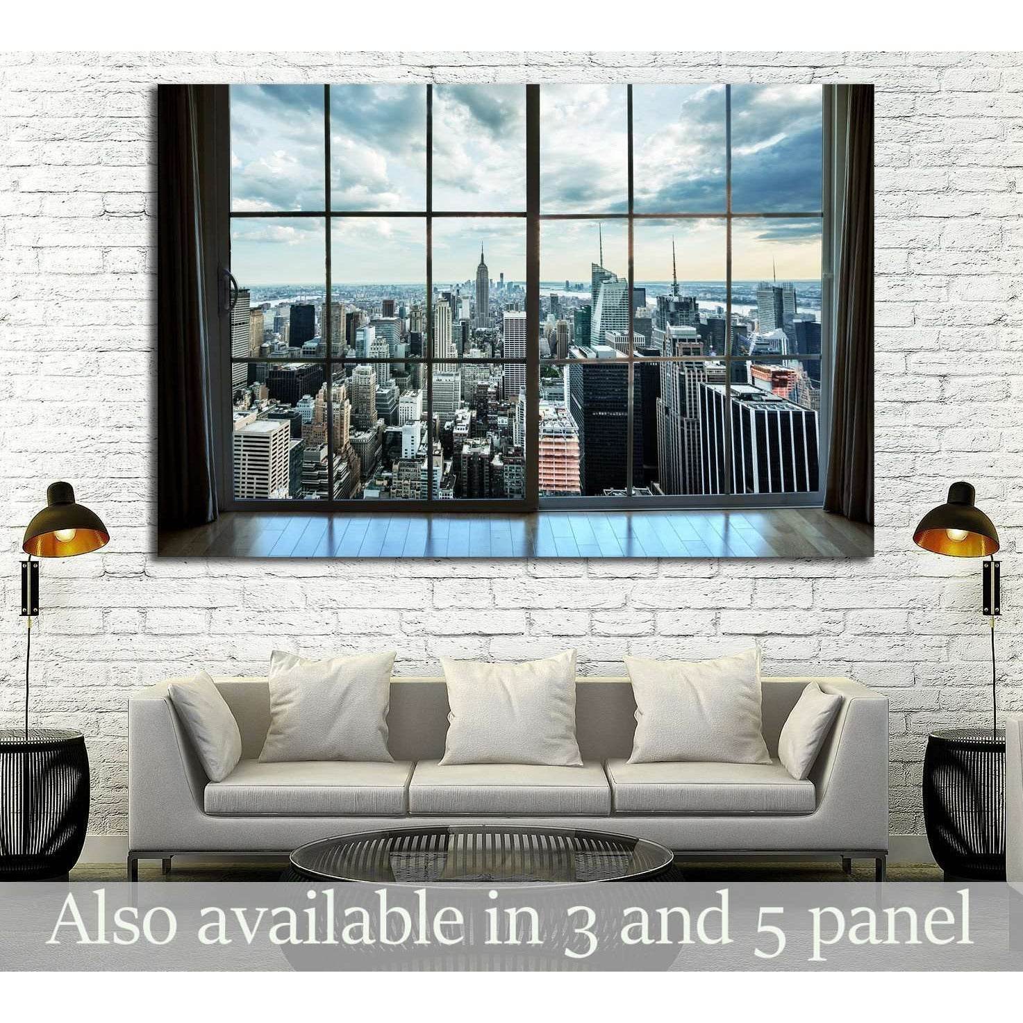 Manhattan New York City Skyline Buildings, Breathtaking Penthouse №2147 Ready to Hang Canvas Print - Zellart Canvas Prints 0_NY_ART, ALL_Products, s-2147