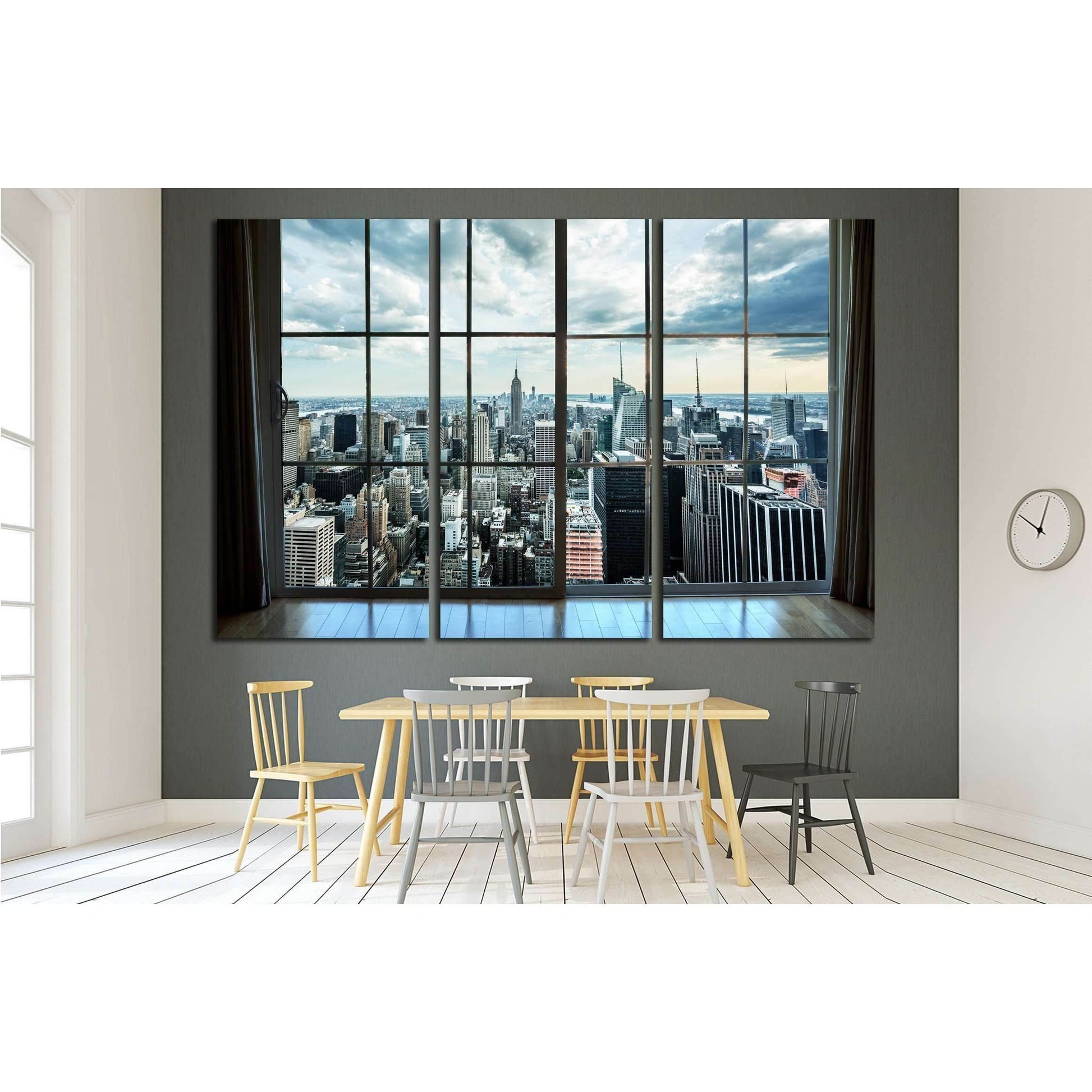 Manhattan New York City Skyline Buildings, Breathtaking Penthouse №2147 Ready to Hang Canvas Print - Zellart Canvas Prints 0_NY_ART, ALL_Products, s-2147