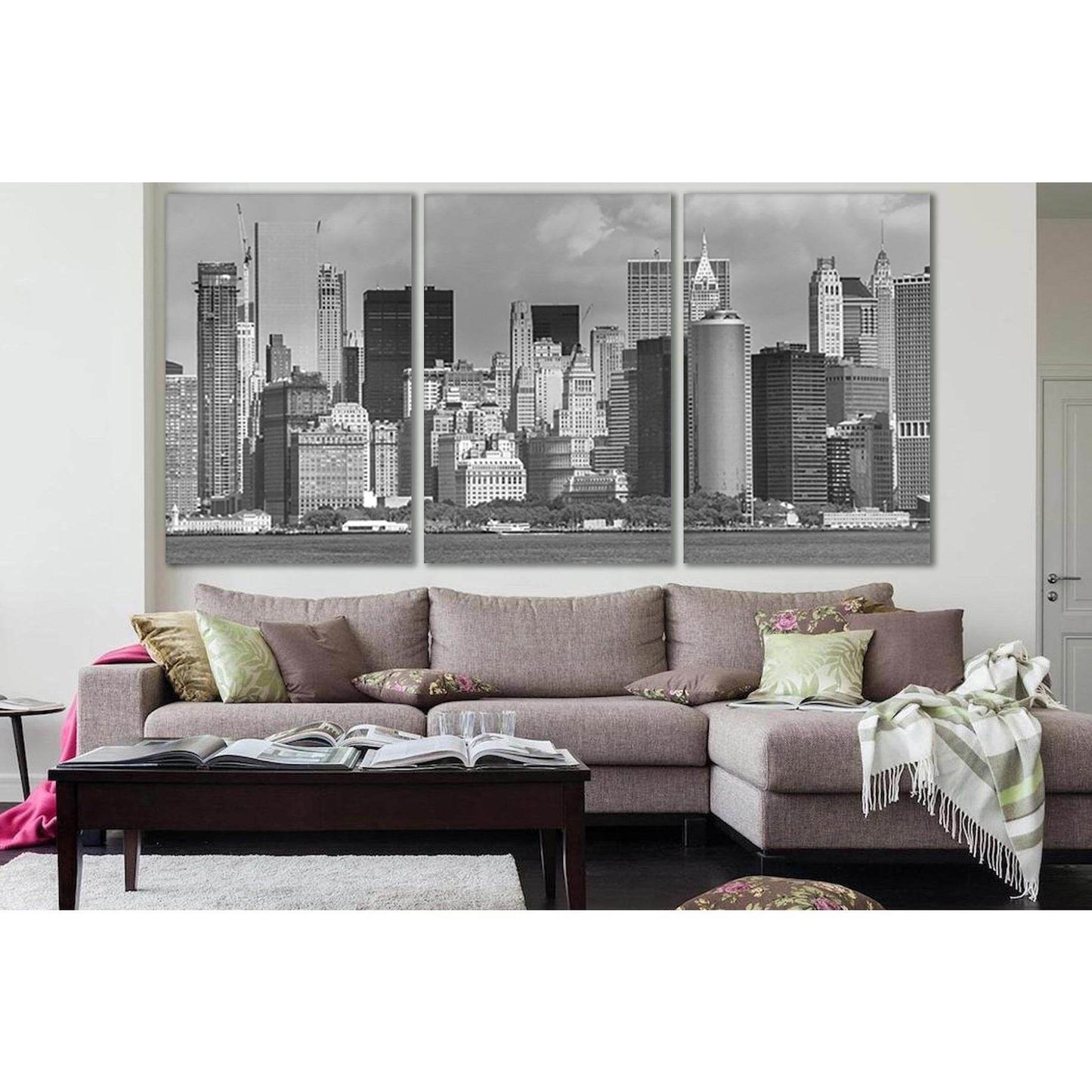 Manhattan New York №SL871 Ready to Hang Canvas Print - Zellart Canvas Prints 0_NY_ART, 0new, ALL_Products, Black & White Wall Art