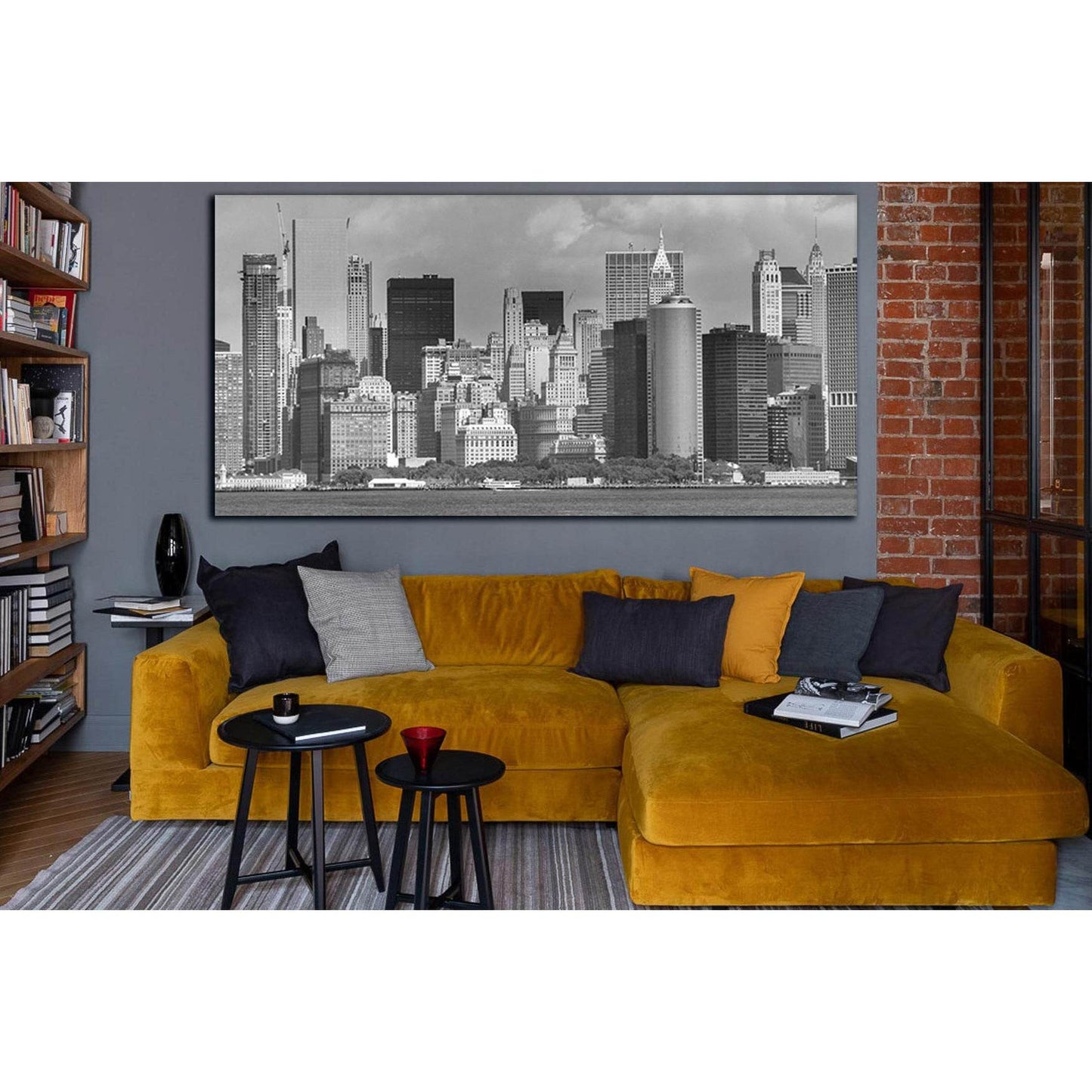 Manhattan New York №SL871 Ready to Hang Canvas Print - Zellart Canvas Prints 0_NY_ART, 0new, ALL_Products, Black & White Wall Art