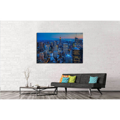 Manhattan Skyline after dark №2955 Ready to Hang Canvas Print - Zellart Canvas Prints 0_NY_ART, ALL_Products, s-2955
