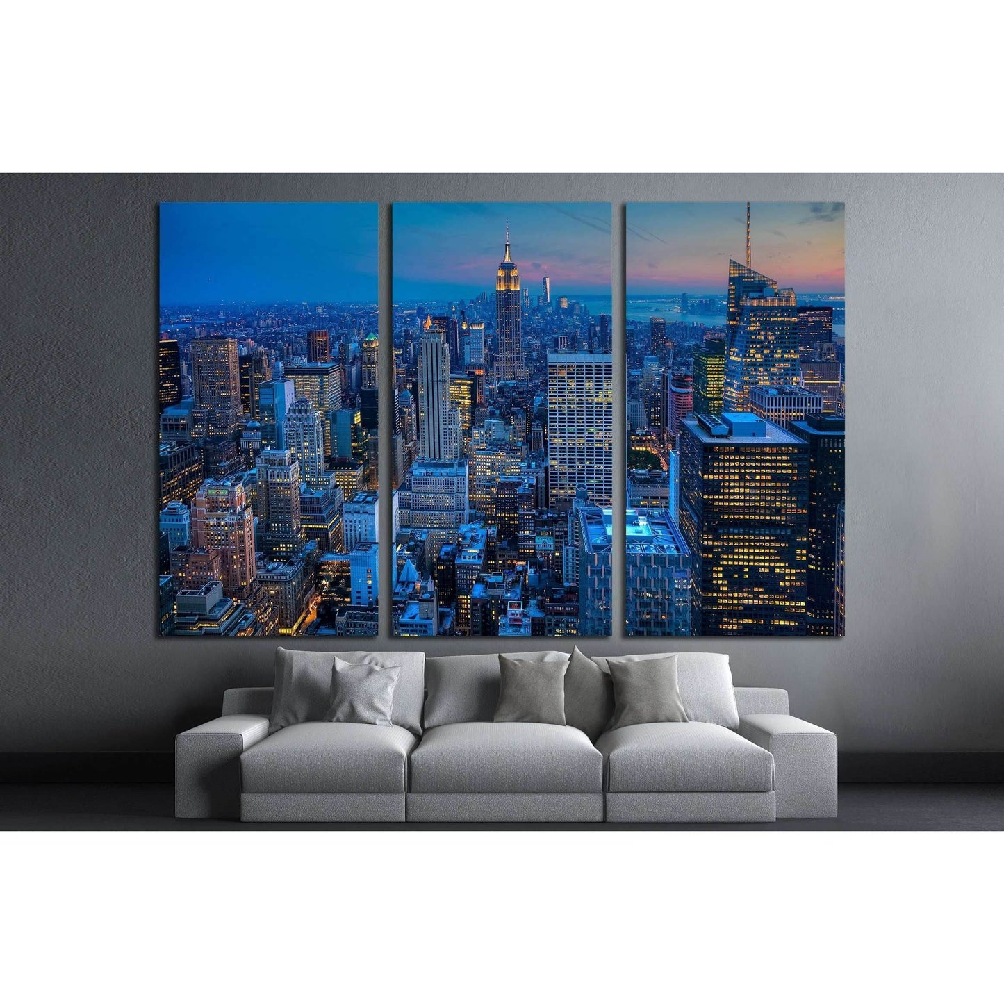 Manhattan Skyline after dark №2955 Ready to Hang Canvas Print - Zellart Canvas Prints 0_NY_ART, ALL_Products, s-2955