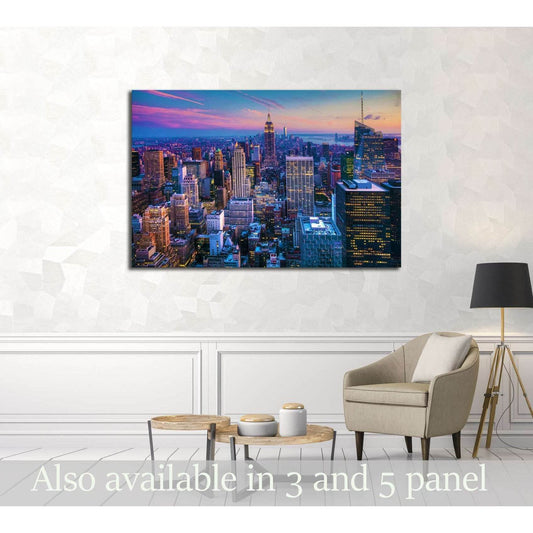 Manhattan Skyline at Dusk №3006 Ready to Hang Canvas PrintCanvas art arrives ready to hang, with hanging accessories included and no additional framing required. Every canvas print is hand-crafted, made on-demand at our workshop and expertly stretched aro