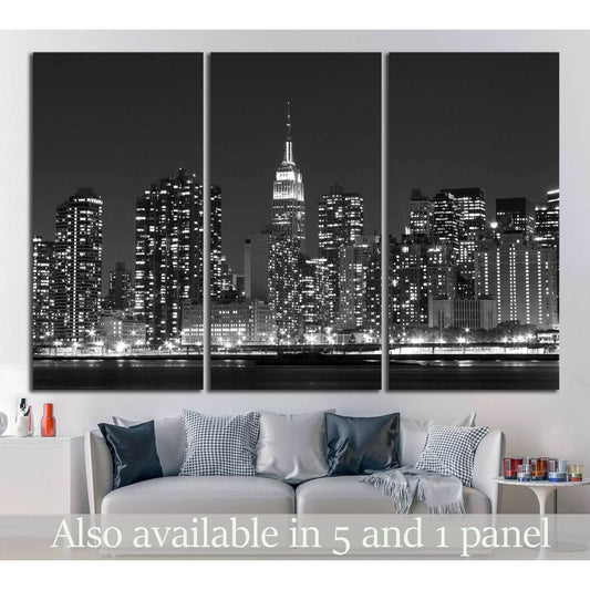 Manhattan skyline at Night №777 Ready to Hang Canvas Print - Zellart Canvas Prints 0_NY_ART, ALL_Products, s-777