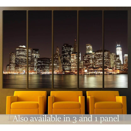 Manhattan Skyline At Night, New York City №2602 Ready to Hang Canvas Print - Zellart Canvas Prints 0_NY_ART, ALL_Products, s-2602