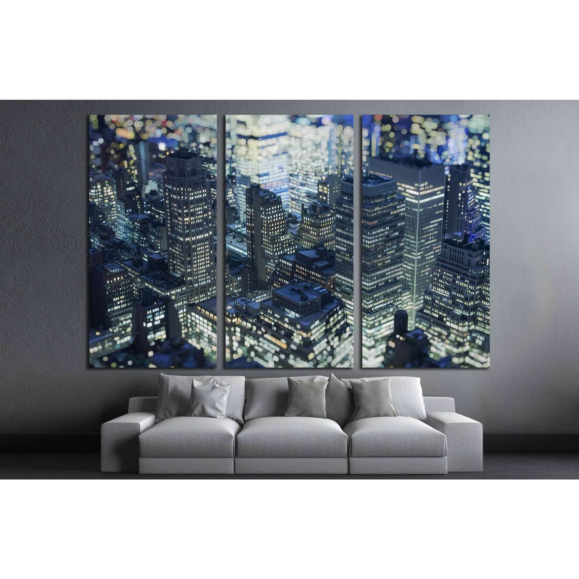 Manhattan Skyline ,New York City,blurred background №2054 Ready to Hang Canvas Print - Zellart Canvas Prints 0_NY_ART, ALL_Products, s-2054