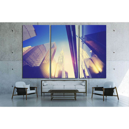 Manhattan skyscrapers at sunset reflected in windows, NYC, USA №1783 Ready to Hang Canvas PrintCanvas art arrives ready to hang, with hanging accessories included and no additional framing required. Every canvas print is hand-crafted, made on-demand at ou