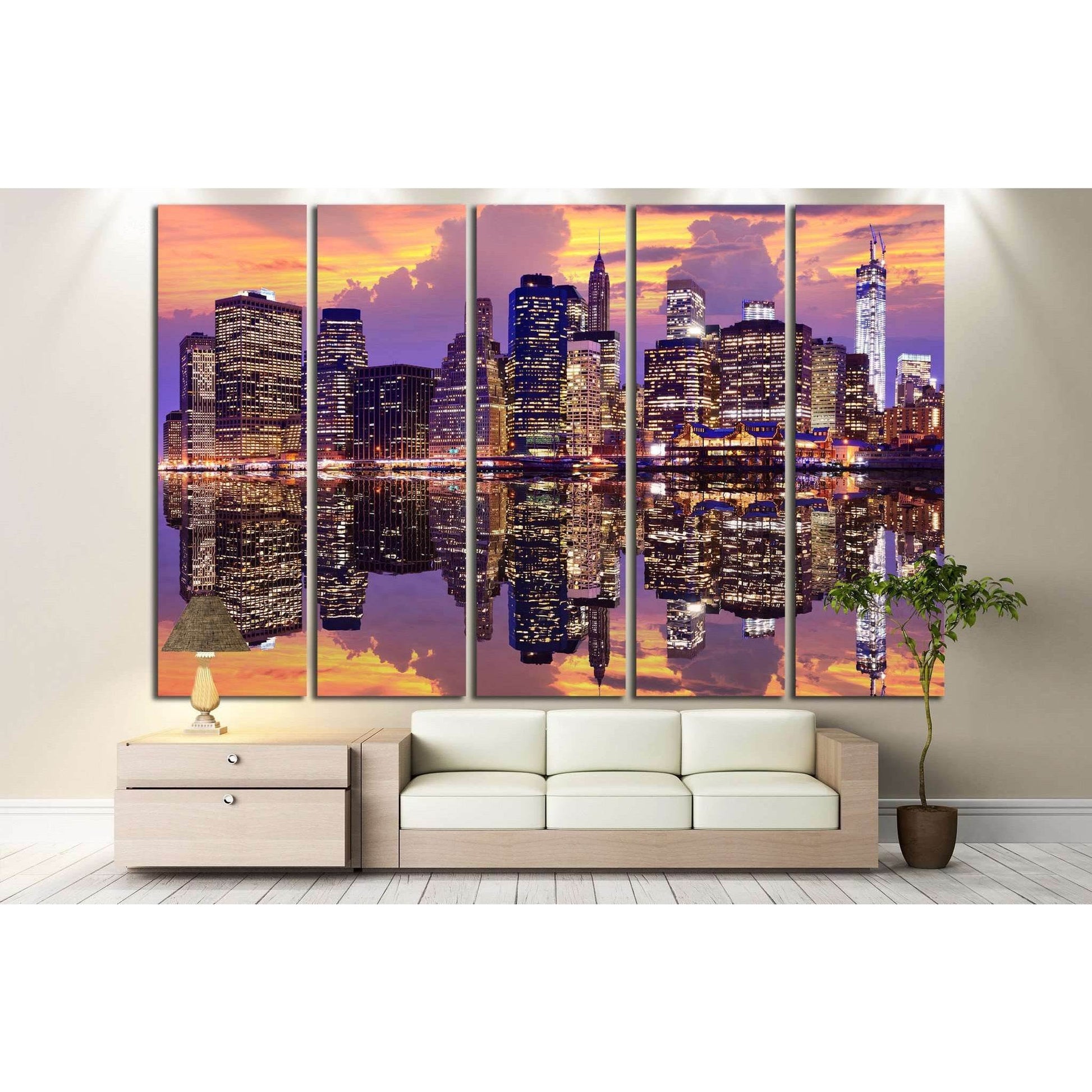 Manhattan with dramatic skyline №853 Ready to Hang Canvas Print - Zellart Canvas Prints 0_NY_ART, ALL_Products, s-853