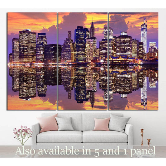 Manhattan with dramatic skyline №853 Ready to Hang Canvas Print - Zellart Canvas Prints 0_NY_ART, ALL_Products, s-853