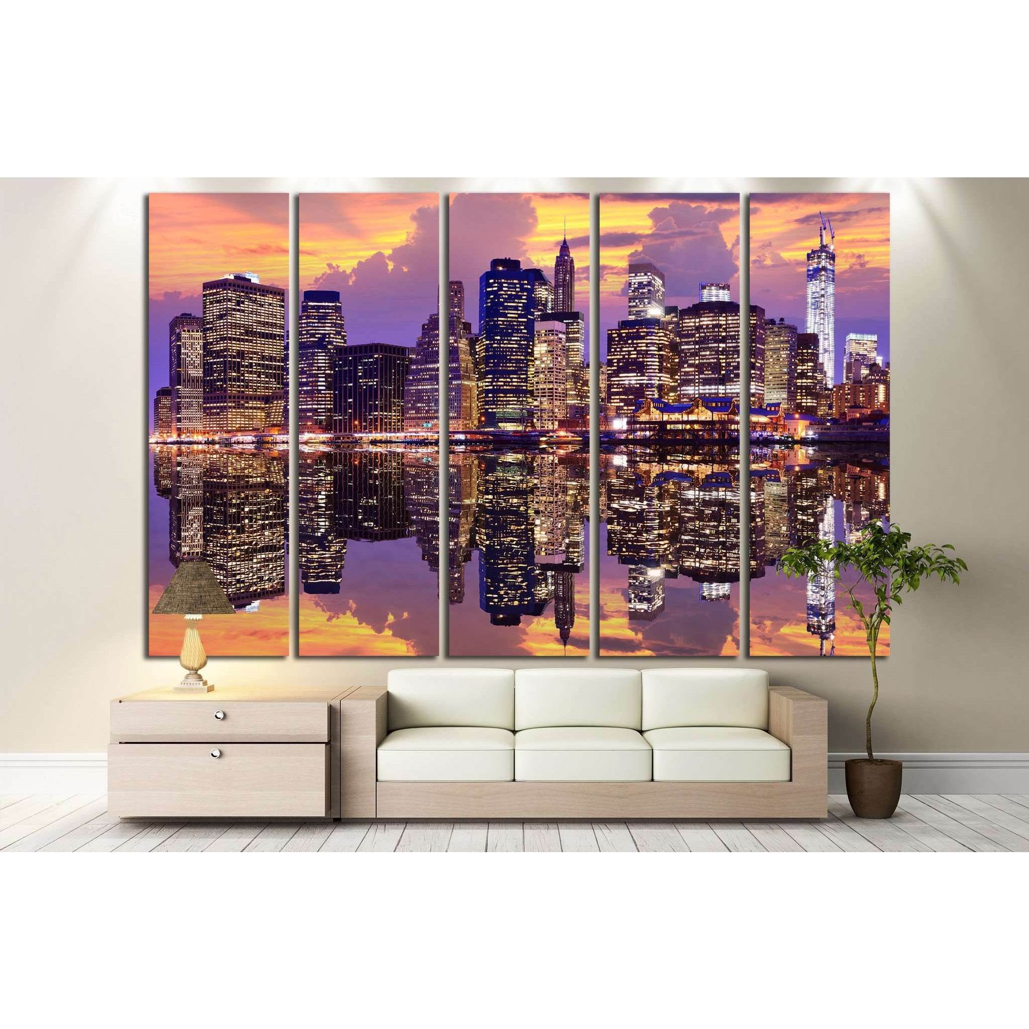 Manhattan with dramatic skyline №853 Ready to Hang Canvas Print