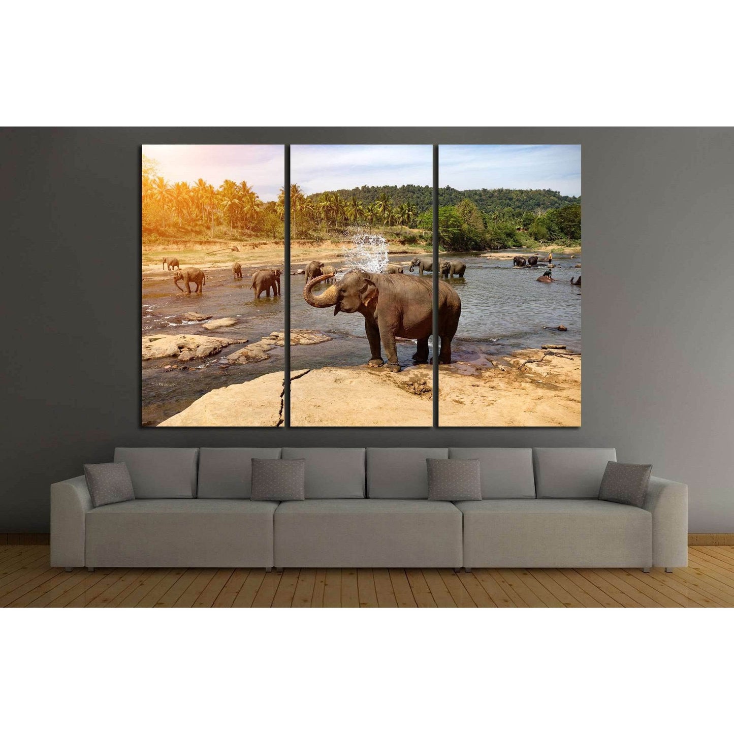 Many Elephants №193 Ready to Hang Canvas Print - Zellart Canvas Prints ALL_Products, Elephant, wd-193