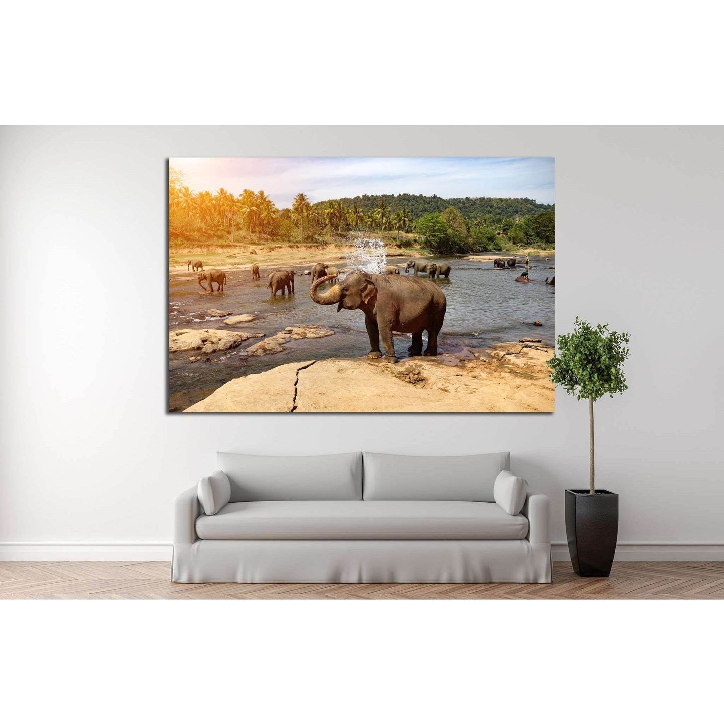 Many Elephants №193 Ready to Hang Canvas Print - Zellart Canvas Prints ALL_Products, Elephant, wd-193