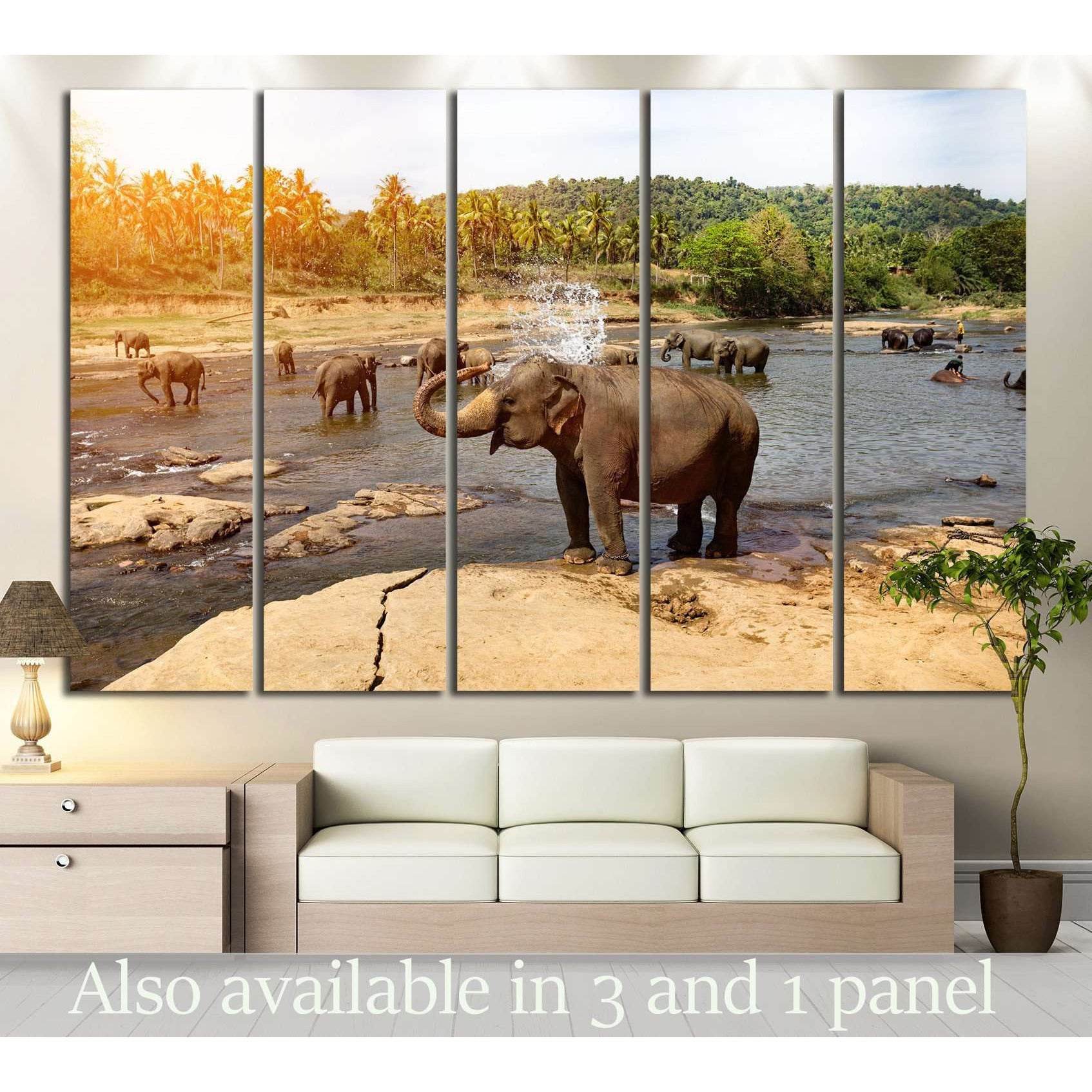 Many Elephants №193 Ready to Hang Canvas Print - Zellart Canvas Prints ALL_Products, Elephant, wd-193