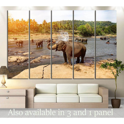 Many Elephants №193 Ready to Hang Canvas Print - Zellart Canvas Prints ALL_Products, Elephant, wd-193