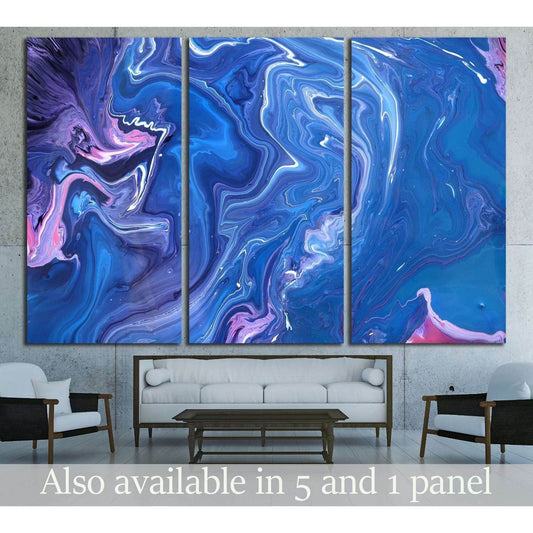 Marble texture. Blue and pink painted waves. Modern artistic design. №2562 Ready to Hang Canvas Print - Zellart Canvas Prints ALL_Products, s-2562
