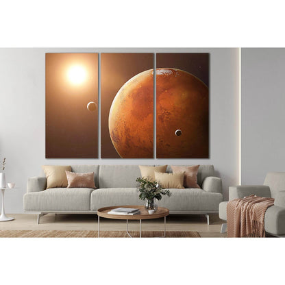 Mars And Its Moons №SL402 Ready to Hang Canvas Print - Zellart Canvas Prints 0new, ALL_Products, Astronomy & Space Canvas Wall Art