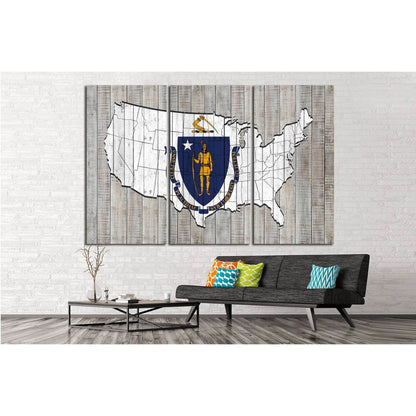 Massachusetts flag №677 Ready to Hang Canvas Print - Zellart Canvas Prints ALL_Products, s-677