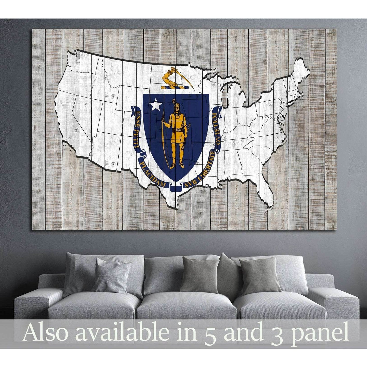 Massachusetts flag №677 Ready to Hang Canvas Print - Zellart Canvas Prints ALL_Products, s-677