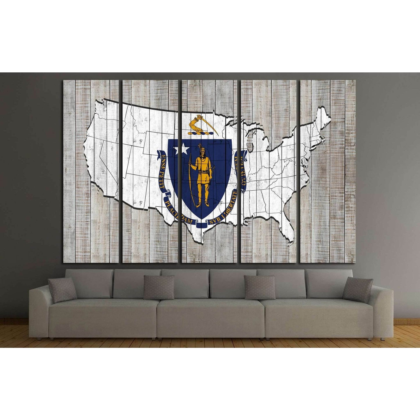 Massachusetts flag №677 Ready to Hang Canvas Print - Zellart Canvas Prints ALL_Products, s-677