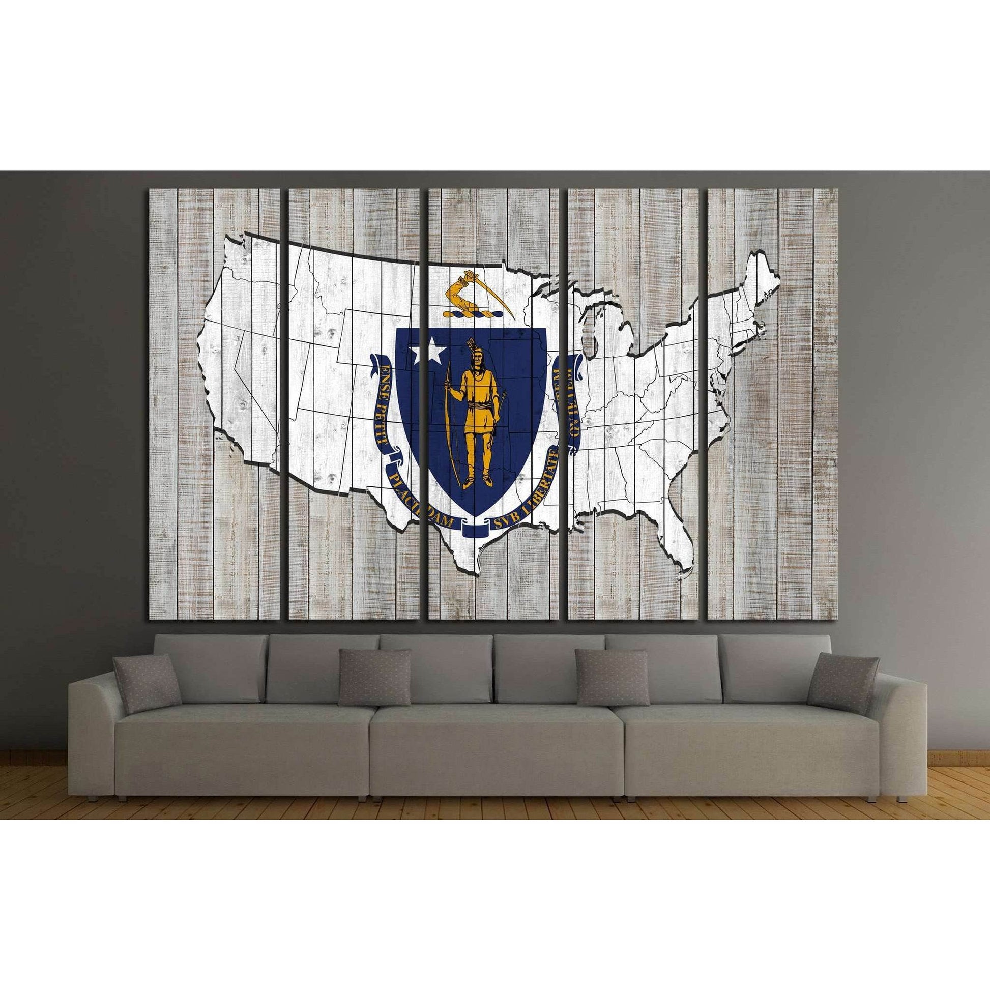Massachusetts flag №677 Ready to Hang Canvas Print - Zellart Canvas Prints ALL_Products, s-677
