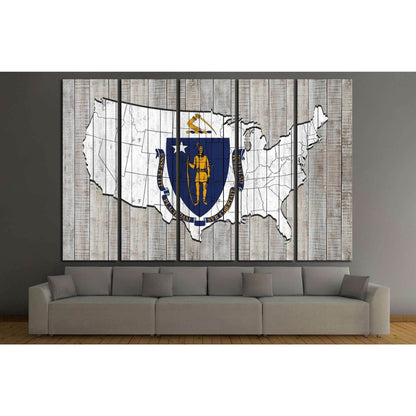 Massachusetts flag №677 Ready to Hang Canvas Print - Zellart Canvas Prints ALL_Products, s-677