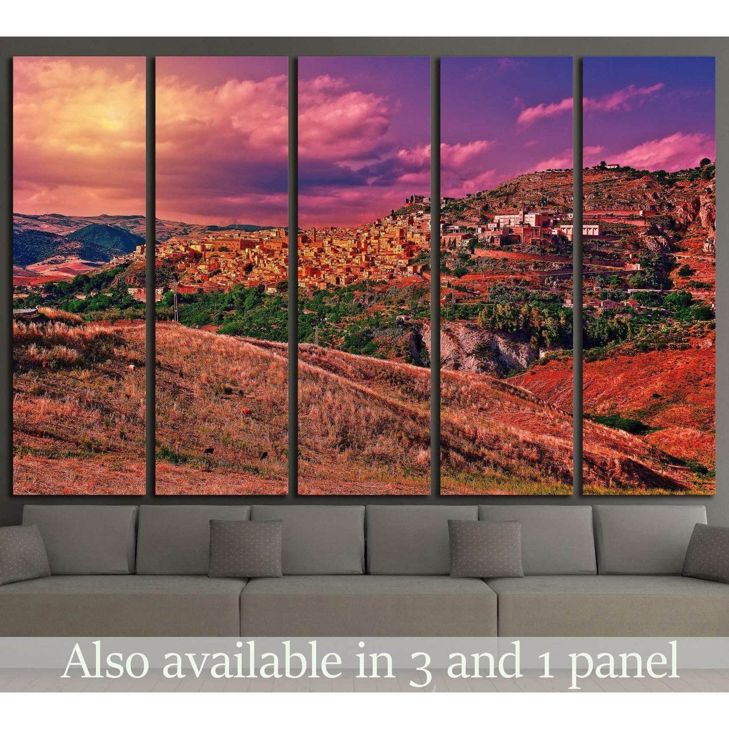 Medieval Town on the Mountain №994 Ready to Hang Canvas Print - Zellart Canvas Prints ALL_Products, s-994