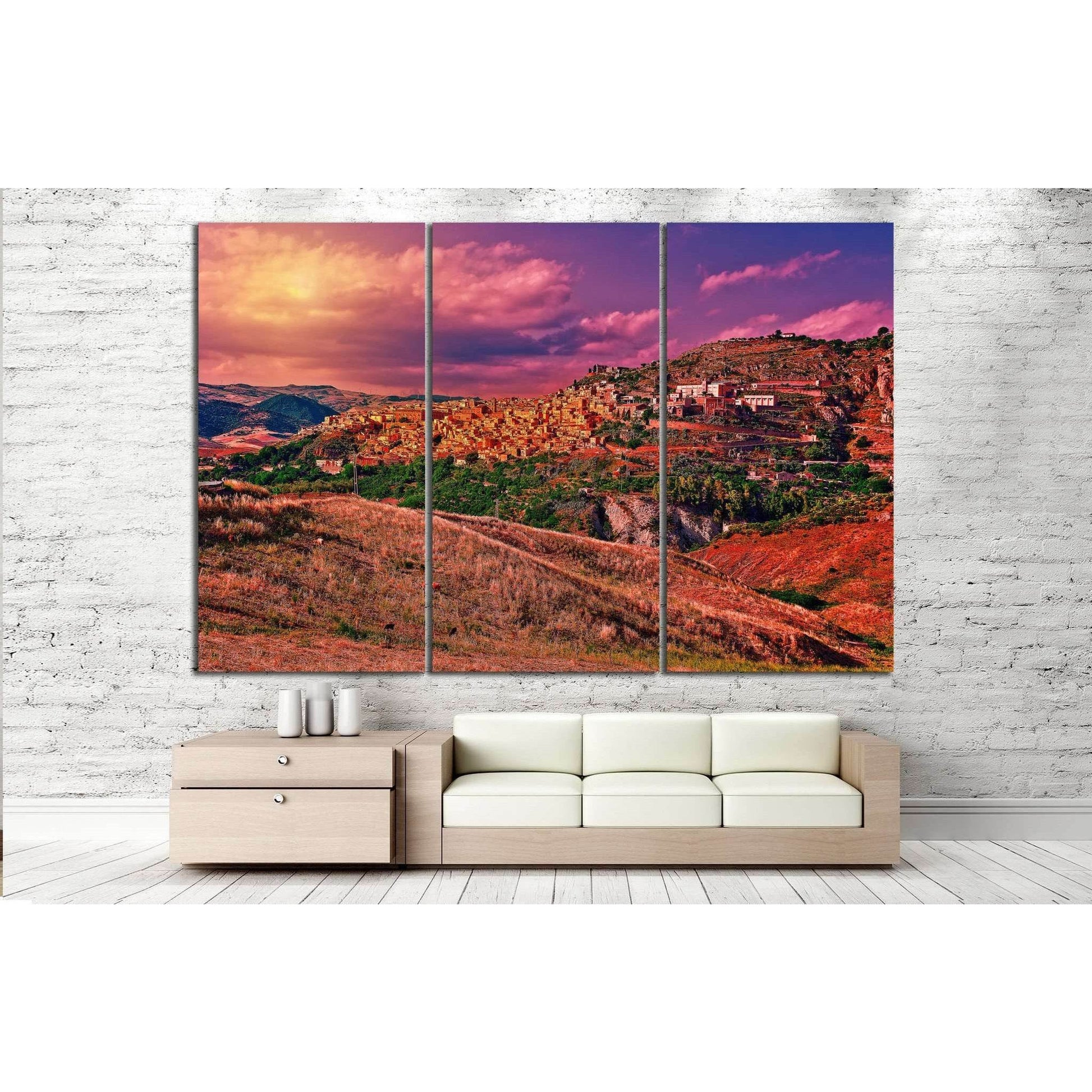 Medieval Town on the Mountain №994 Ready to Hang Canvas Print - Zellart Canvas Prints ALL_Products, s-994