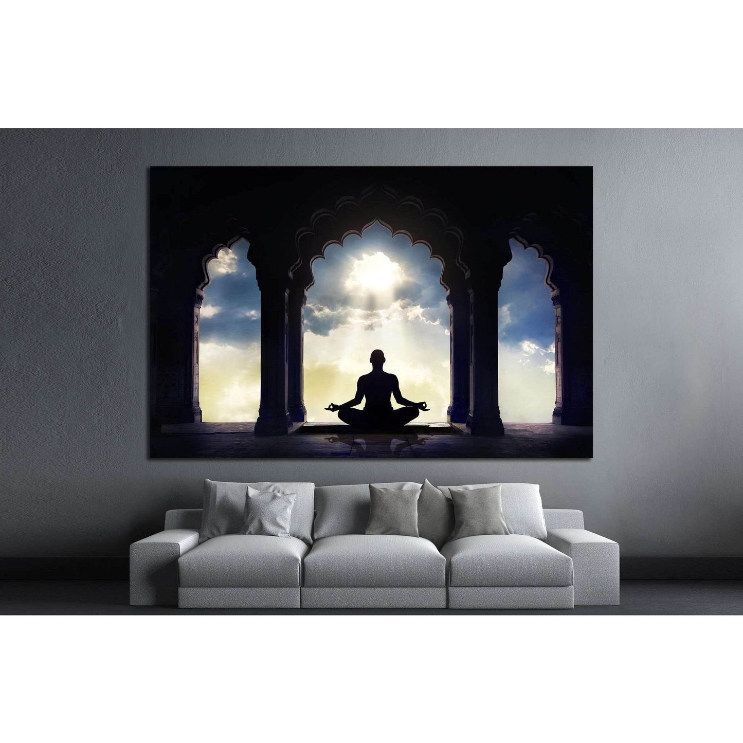 Meditating in old temple №701 Ready to Hang Canvas Print - Zellart Canvas Prints ALL_Products, s-701