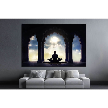 Meditating in old temple №701 Ready to Hang Canvas Print - Zellart Canvas Prints ALL_Products, s-701