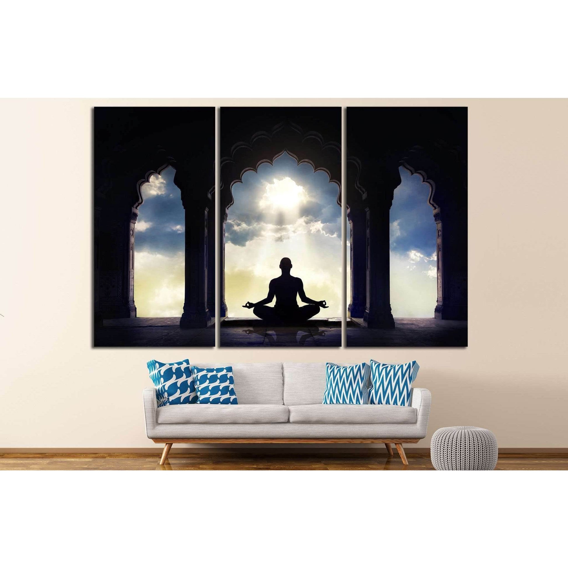 Meditating in old temple №701 Ready to Hang Canvas Print - Zellart Canvas Prints ALL_Products, s-701