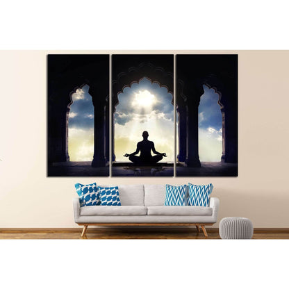 Meditating in old temple №701 Ready to Hang Canvas Print - Zellart Canvas Prints ALL_Products, s-701