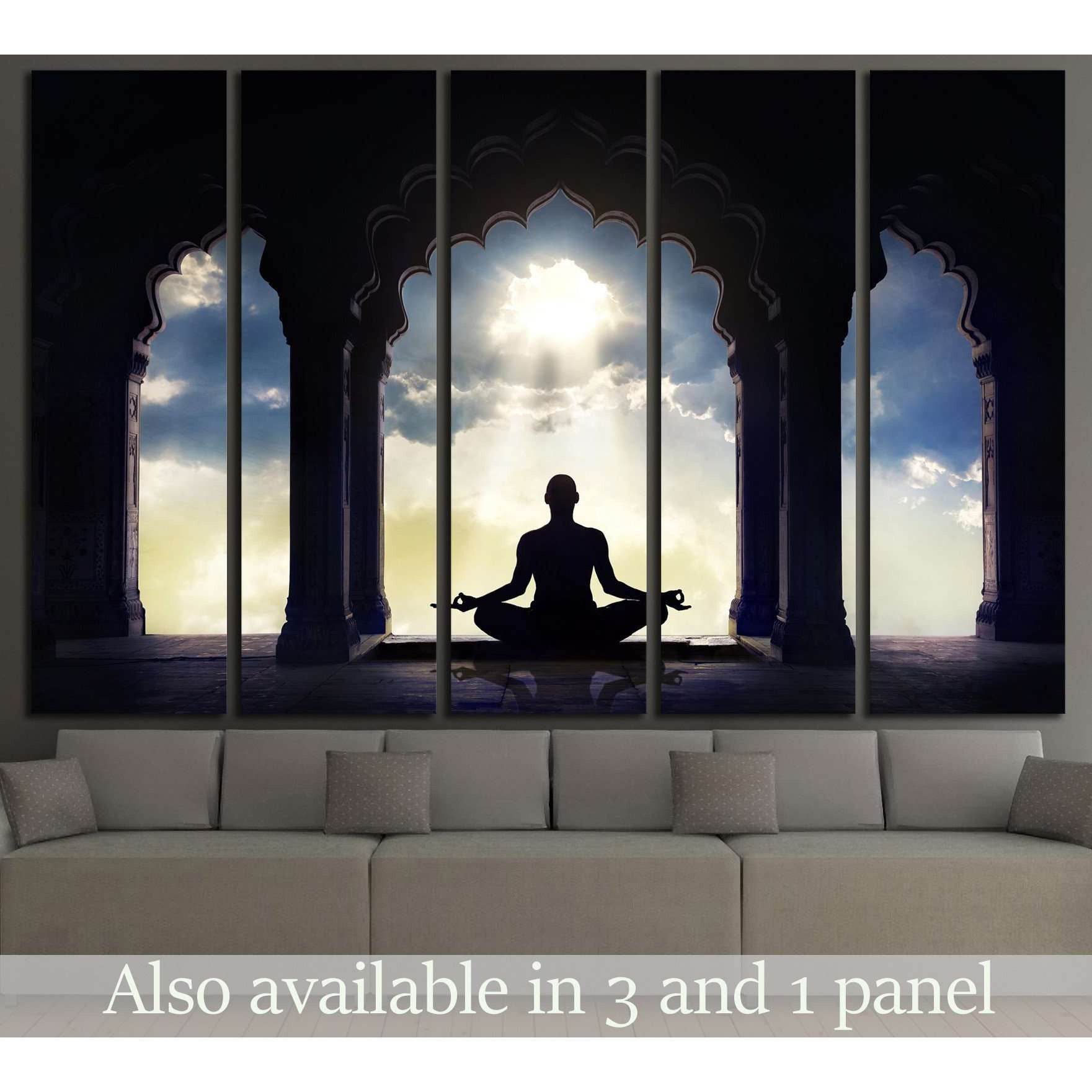Meditating in old temple №701 Ready to Hang Canvas Print - Zellart Canvas Prints ALL_Products, s-701