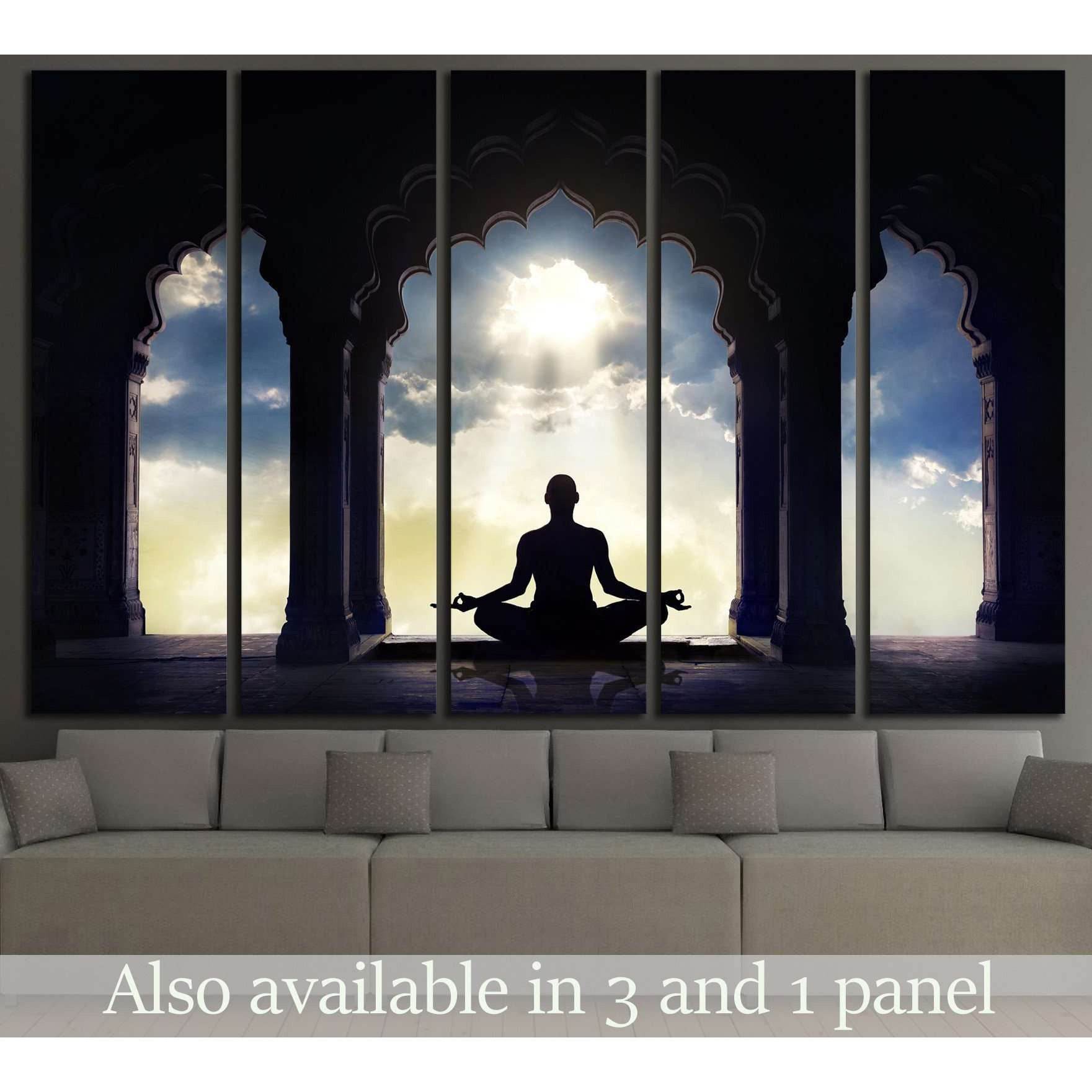 Meditating in old temple №701 Ready to Hang Canvas Print