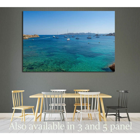mediterranean bay with sailing boat anchorage. Porto Massimo, Sardinia, Italy №1908 Ready to Hang Canvas PrintCanvas art arrives ready to hang, with hanging accessories included and no additional framing required. Every canvas print is hand-crafted, made