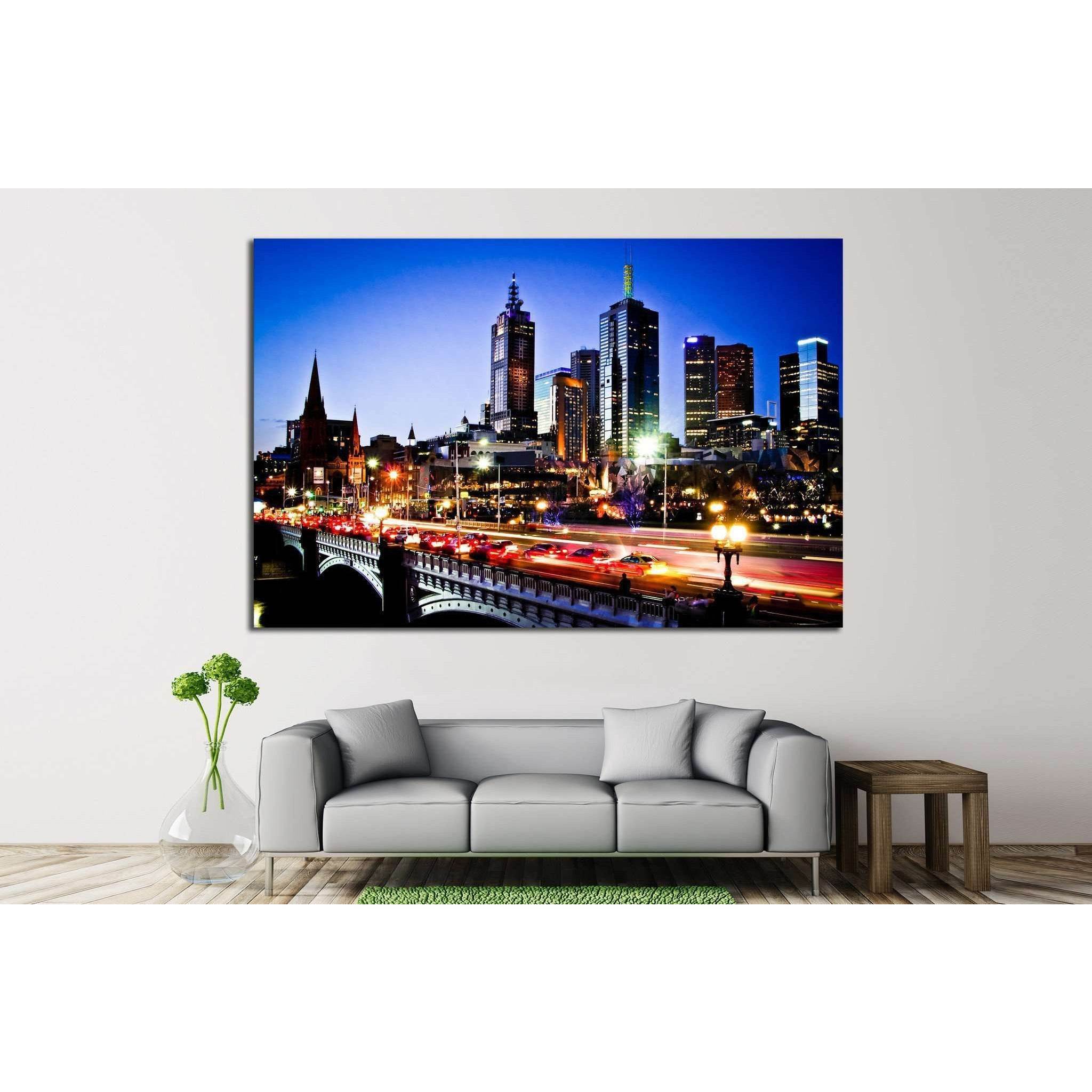 Melbourne by Night №784 Ready to Hang Canvas Print